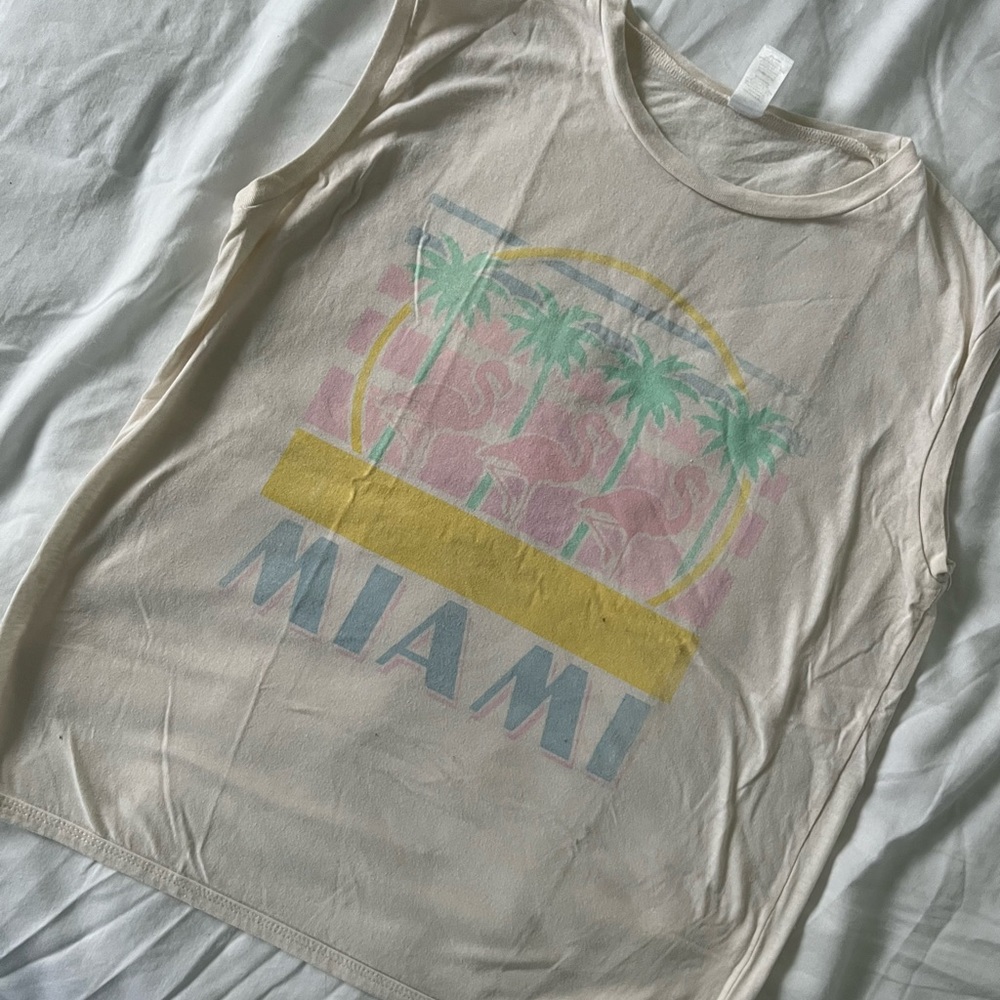 🌟2/$14🌟 Urban Outfitters Corner Shop Miami graphic muscle tank